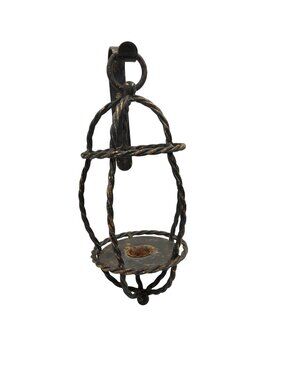vintage 1960s wrought iron cage candle stick wall sconce